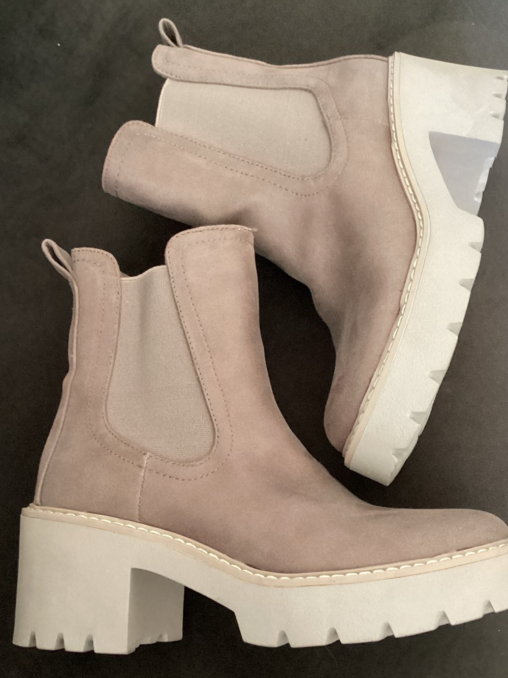 Dolce Vita Blush Taupe Suede Lug Heel Boots